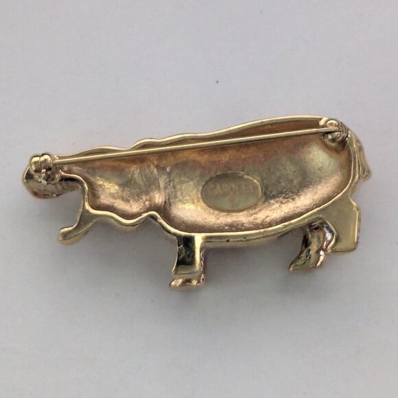 CAROLEE Gold Tone Hippo Hippopotamus Brooch Pin - Picture 4 of 4